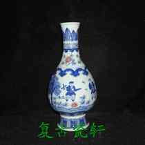 Jingdezhen Cultural Revolution Factory goods Porcelain Founding Factory Firewood Kiln Hand-painted Green Flower Glazed red figure Story Bile Bottle Bag old