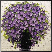 Purple flower three-dimensional hand-painted oil painting frameless painting Living room entrance hanging painting Restaurant hotel mural modern decorative painting