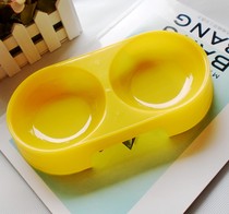Special price wave color small double bowl plastic pet bowl dog bowl dog bowl small pet supplies shallow mouth