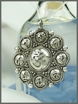 Tang Miyazi Buddhism ornaments Amitabha Sanskrit pendant sterling silver