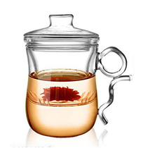 Ring cup Body cup Heat-resistant glass with filter flower tea cup set Creative transparent cup 350ml