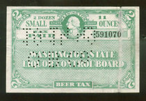 Early US State of Washington Beer Tax Stamp Tax Bill