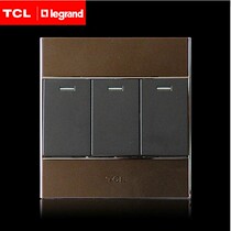 TCL Legrand switch socket A8 series three-open double control with fluorescent switch (bronze) 