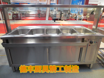 Glass cover fast food insulation table sliding door rice sales car stainless steel lockers soup bucket table canteen hotel equipment