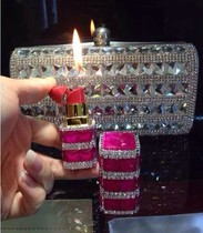 Luxury lipstick inflatable Diamond lighter creative diy rhinestone Lady lighter Christmas best friend birthday gift