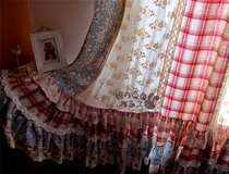 Irises smile ~~ printed linen fabric French Country Curtains handmade