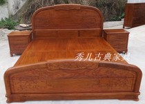New Hedgehog Purple Sandalwood Double Man Bed Full Solid Wood 1 8 m Large Bed Quality Assurance