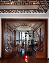 East Yang Wood Carving Chinese Style Carved Wood Lattice Moon Cave Door Landing Cover Solid Wood Living Room Partition Hanging Falling Screen Flower Gyeon Guan Guan