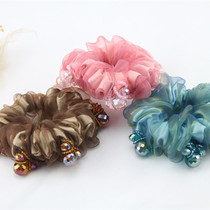 Hairband Korean hair accessories fabric silk yarn mesh disc Hairband crystal beaded floral headdress hair rope adult versatile head jewelry