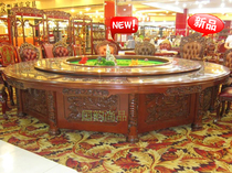 Factory shop batch carved solid wood electric dining table antique oak luxury large round table automatic rotating table