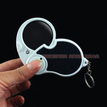 Hand-held folding magnifying glass 5 times with lamp jewelry identification magnifying glass folding old man reading high-definition magnifying glass