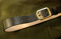 Imported Vegetable Tannic Leather Brass Belt Buckle Scalloy Leather Belt Pure Copper Belt Buckle Black Leather Strap