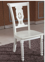 Neoclassical antique European Korean American pastoral style Solid wood Ivory White hard sitting board Casual dining chair