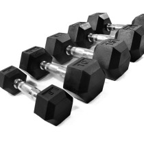 Hexagonal rubber dumbbell 10kg20kg25kg30kg40kg50kg Pure steel core dumbbell Fixed dumbbell