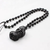 Natural Obsidian Pendant Seiko Frosted Obsidian Pico Necklace Obsidian Picchu Necklace