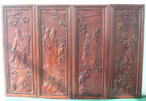 Fragrant Camphor Wood Carving Four Strips Of Screen Foru Happiness 1 Set Chinese Style Home Wall-mounted Screen Jo Relocating the Relief Flower Board