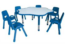 Simple modern fireproof board Plum Blossom table kindergarten adjustable height desks and chairs for children to learn many people