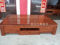 Red Wood Furniture Chinese Imitation Antique Style Lockers Africa Yellow Flowers Pear Rich flower TV cabinet 2 2 m