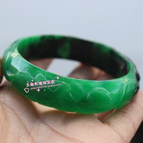  New product promotion Dry green emerald jade bracelet Hand-carved auspicious Ruyi bracelet Cyanotic green iron dragon jade bracelet