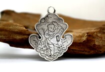 Old silver Qing Dynasty old silver jewelry Old silver lock piece antique jewelry- - - - Old Zhang Xian lock piece(1982)