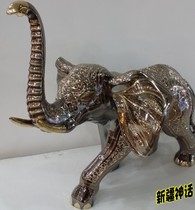 Pakistan bronze crafts 28-inch carved color dot elephant hand-carved imported auspicious and auspicious