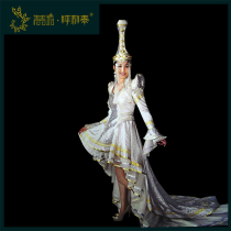 (Qingqing Fang Hu Hetai) Customized Mongolian wedding dress improved national dress dress suit White