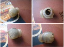 The Republic of China carved intact and fine small small - sized hand - shaped jade pot holding hands and power