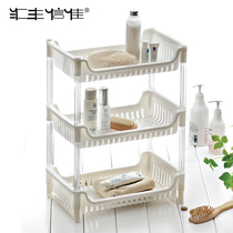 HSBC Xinjia thickened three-layer plastic finishing rack Bathroom balcony corner shelf storage storage rack