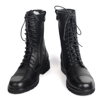 Martin boots mens Spring and Autumn New Joker breathable cowhide riding boots fashion lace-up mens boots motorcycle European version of mid-boot