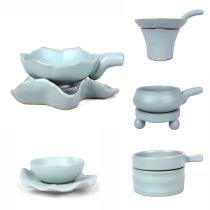 Japanese tea set open film Ru kiln tea set net frame tea leak Ru porcelain kung fu tea tray tea filter ceramic filter