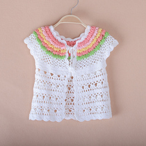 2021 new childrens clothing girls spring clothing childrens pure cotton knitted cardigan baby handmade crocheted sweater coat