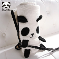 iPanda Cute Panda air conditioning blanket Nap hug blanket Shawl cartoon folding coral velvet blanket
