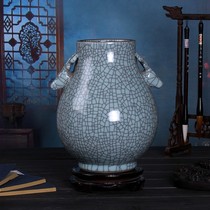 Jingdezhen Ceramic Vase Official Kiln Porcelain Open Fractured Glaze Antique Chinese Ornaments Living Room Porch Ornaments