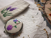 Pure handmade embroidered original creative hand embroidered dressing comb Mirror Fold double sided Flax Fabric Birthday Present