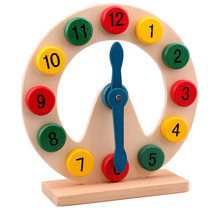 Childrens Montessori puzzle early education wooden primary school students learning clock teaching aids Building blocks Digital time cognitive toys