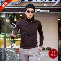 Mens high neck base shirt cotton long sleeve lapel T-shirt Korean slim thin stretch stretch autumn clothes padded custom