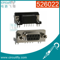 526022 serial port female DR9 RS232 9-core serial port 90 degree curved foot plug-in type