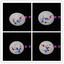  Jingdezhen Cultural Revolution porcelain monochrome bean green enamel hand-painted blue and white happy eyebrow teacup Teacup set price