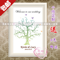  Wedding fingerprint sign-in tree Fingerprint sign-in painting Fingerprint tree Creative fingerprint guest signature book ZWS-01