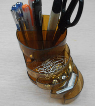  Strong and strong FQ168 pen holder transparent and versatile four-floor pen holder tea color office fashion