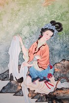 The four ancient mei leteresa famous hand-painted painted si tiao ping Xi Shi huan sha figure