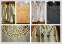Handmade disc with college wind embroidered retro art shirt with long sleeve cardiovert blouse foreign trade outlet