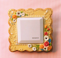 Elegant Daisy Resin Switch Sticker Wall Sticker Bedroom Plating European Pastoral Creative Home Stereo Wall Decoration