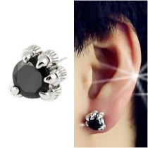 s925 sterling silver Korean fashion dragon claw earrings black agate trendy men earrings mens explosive silver jewelry