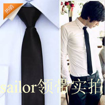 Tie mens Korean version narrow and small tie black fine tie tide easy to pull up zipper tie one pull up 5cm