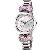 Hello Kitty Sweet Cat Crystal Drill Butterfly Bow Watch - Silver 27mm