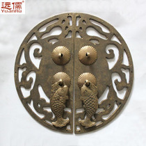 Yuanru Ming and Qing Dynasty furniture antique copper accessories Brass handle door lock YRB226 Height 19 7CM