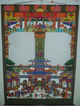 High 185cm large printed silk cloth family Hall axis ancestor family tree shadow Zhongtang lineage picture New year painting hanging shaft