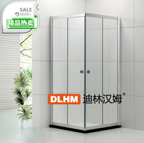  Bathroom square simple shower room L-shaped diagonal sliding door Tempered glass sliding door Bathroom square partition