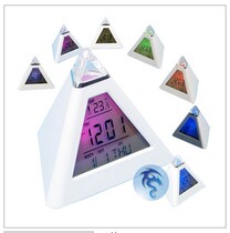 Triangle colorful color changing alarm clock pyramid LED triangle clock snooze function temperature display alarm clock G4